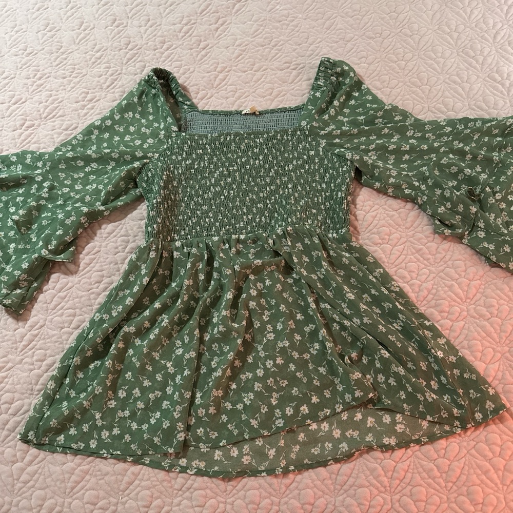 Floral Green Off-Shoulder Blouse